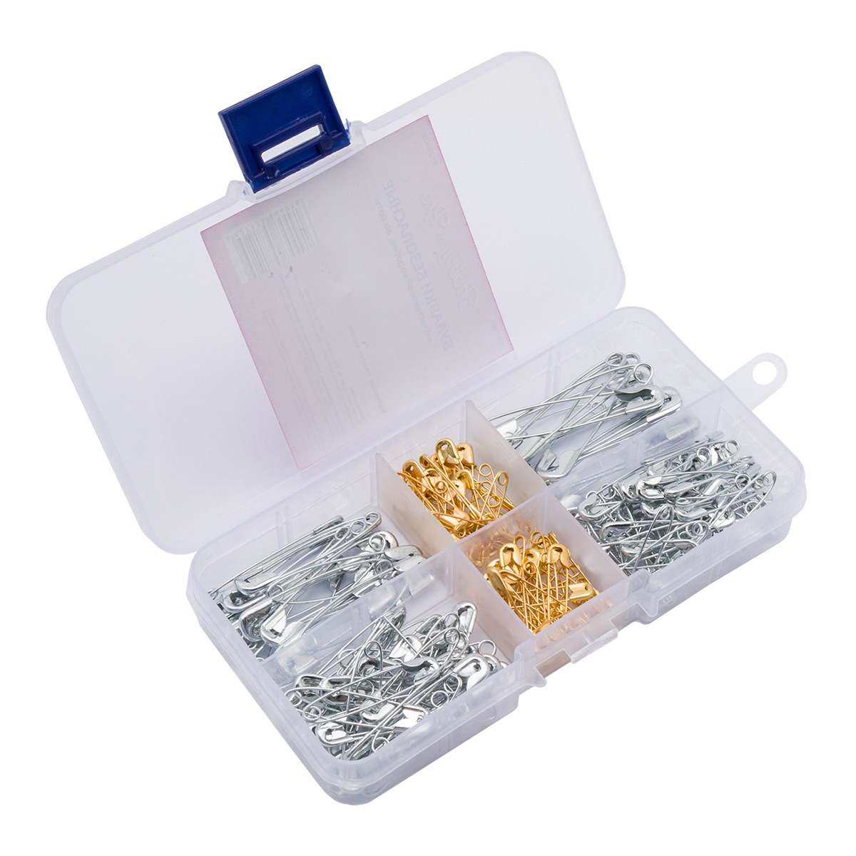 100403 Булавки безопасные в пластиковой коробке, ассорти, 174шт Hobby&Pro