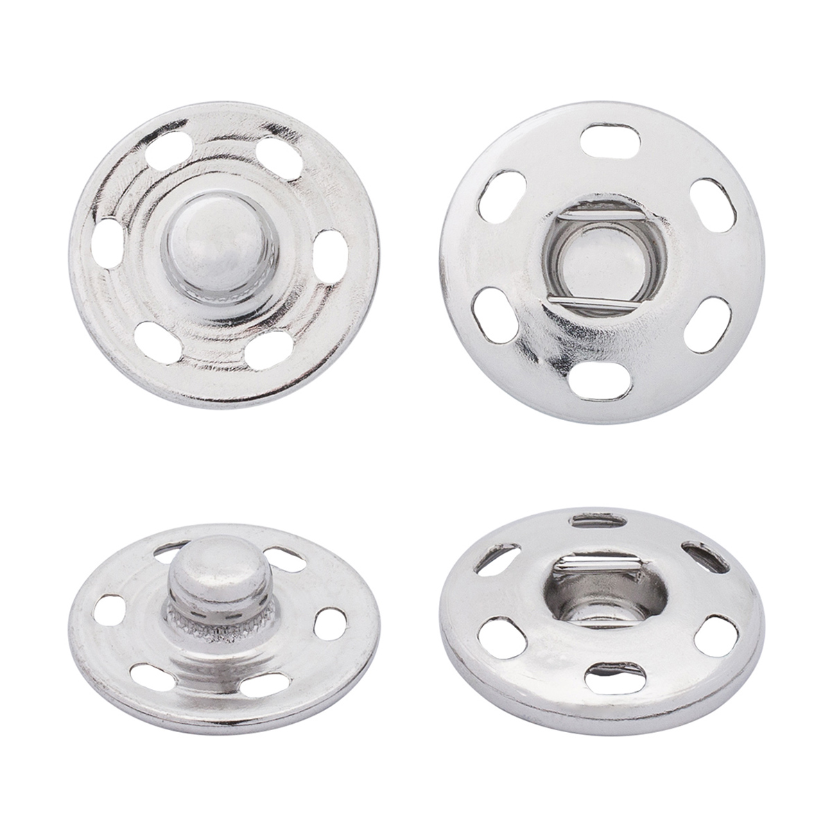 512118 Кнопки для легких тканей пришивные, 10 компл., 16мм, никель Hobby&Pro