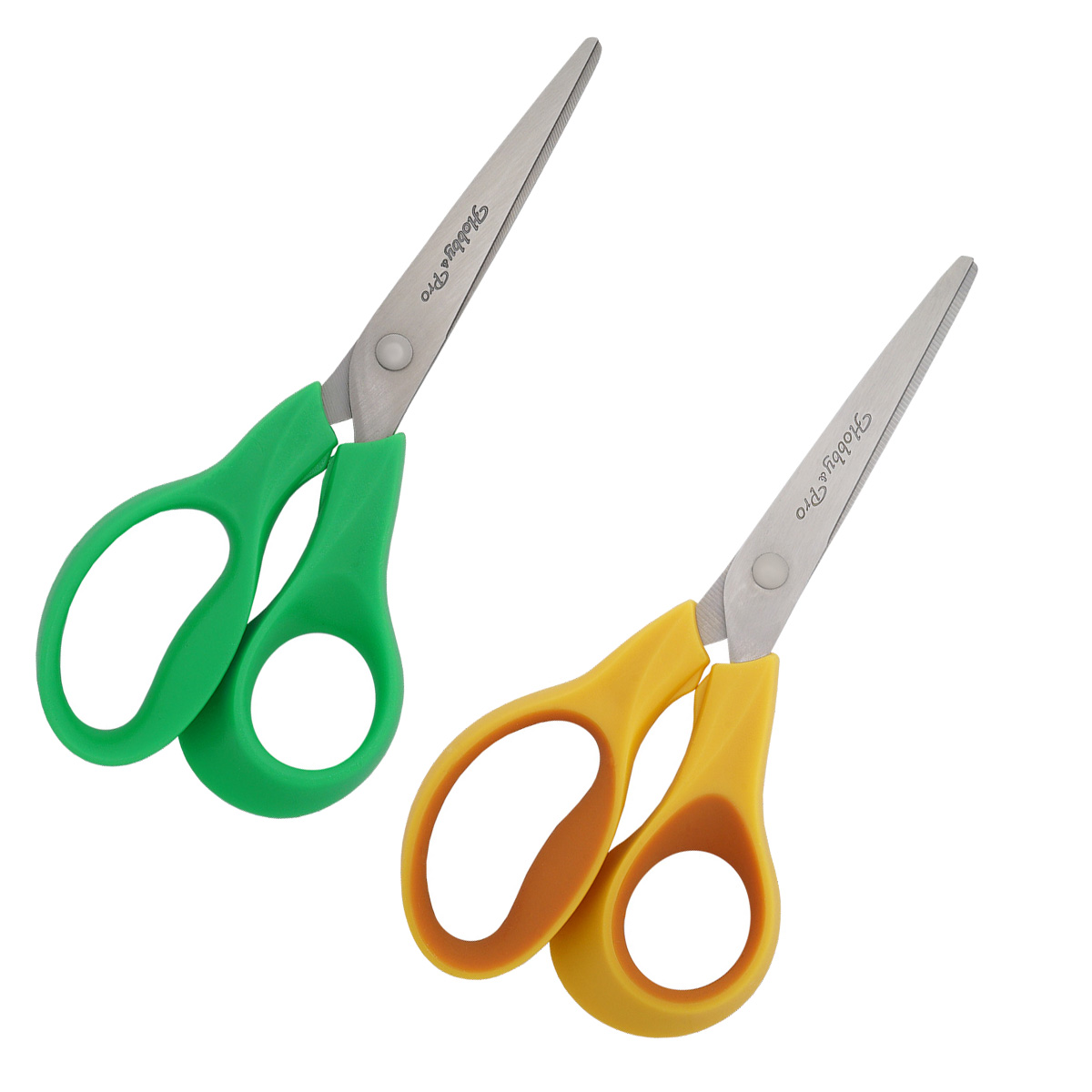 Набор школьных ножниц, 14см, зеленый-оранжевый, Hobby&Pro