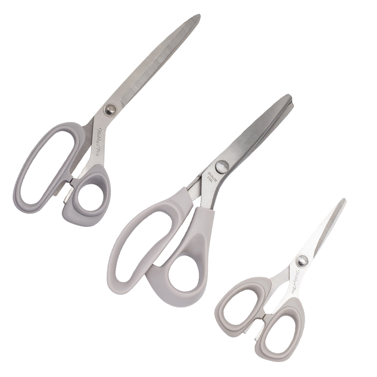 Набор ножниц для рукоделия, зиг-заг 24см/портновские 25,5см/для шитья 13,5см, Hobby&Pro