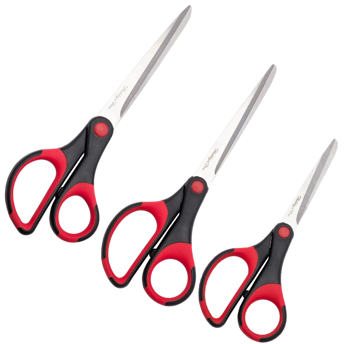 Набор универсальных ножниц, мягкие ручки SOFT, 16,5см/19см/23см, Hobby&Pro