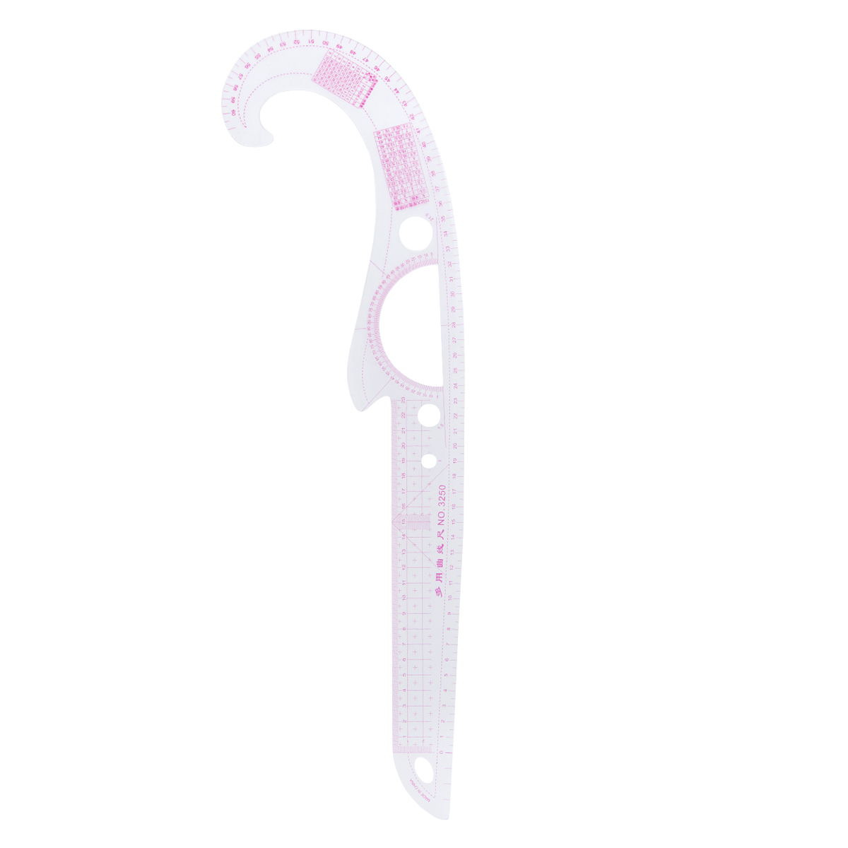 6921-8034 Лекало портновское метрическое рыбка пройма 52*13см, прозрачный, Hobby&Pro