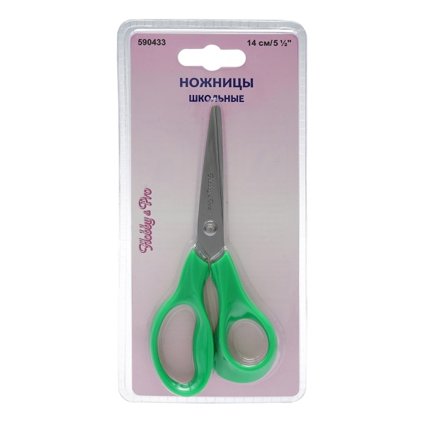 590433 Ножницы школьные, 14 см/5 1/2', зеленый, Hobby&Pro