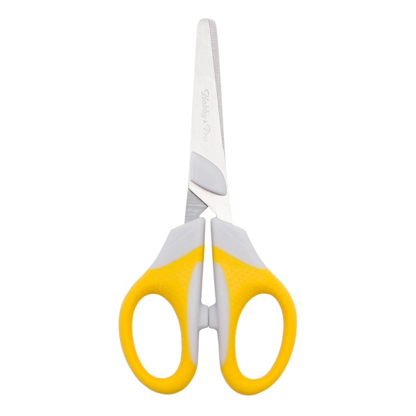 590441 Ножницы для дома и офиса, 14 см/5 1/2', силиконовые ручки SOFT, желтый, Hobby&Pro