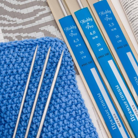 Набор прямых спиц для вязания металл 35см, 3,5мм/4,0мм/4,5мм, Hobby&Pro