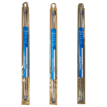 Набор прямых спиц для вязания металл 35см, 3,5мм/4,0мм/4,5мм, Hobby&Pro