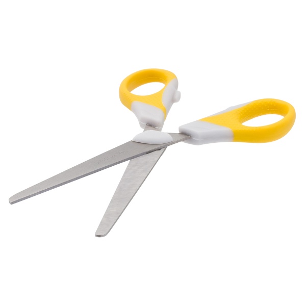 590440 Ножницы для дома и офиса, для левшей, 16,5 см/6 1/2', силиконовые ручки SOFT, желтый, Hobby&Pro