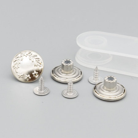 550171 Пуговицы джинс. 17мм 'Лавровый венок' цв.металл, никель 8шт и инструм. для устан. Hobby&Pro