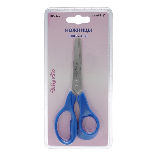 590432 Ножницы школьные, 14 см/5 1/2', синий, Hobby&Pro