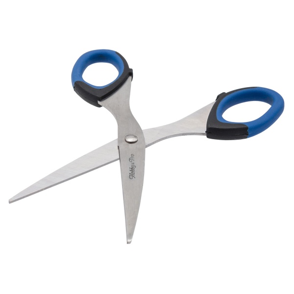 590446 Ножницы для дома и офиса, 16,5 см/6 1/2', силиконовые ручки SOFT, синий/черный, Hobby&Pro