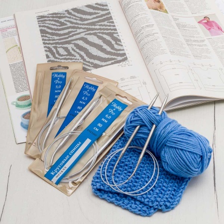 Набор круговых спиц для вязания металл 80см, 4,5мм/5,0мм/6,0мм, Hobby&Pro