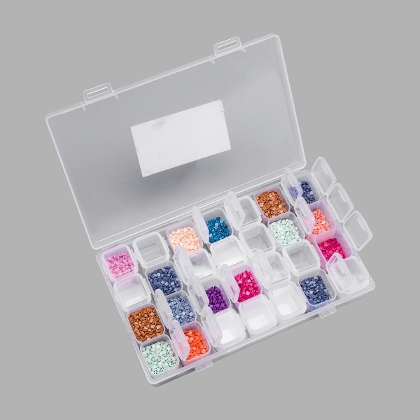 29591 Пластиковый контейнер с 28 баночками, 17,5*10,5*2,6см Hobby&Pro